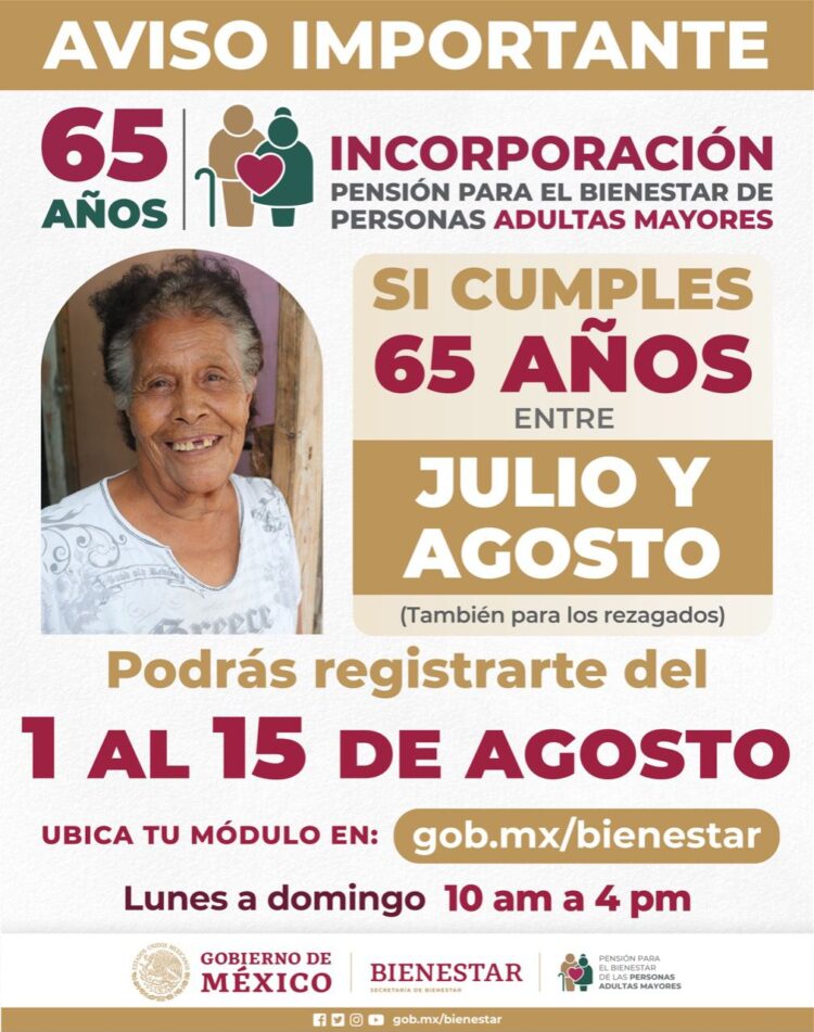 Inicia registro a la Pensión para el Bienestar de las Personas Adultas Mayores checa el